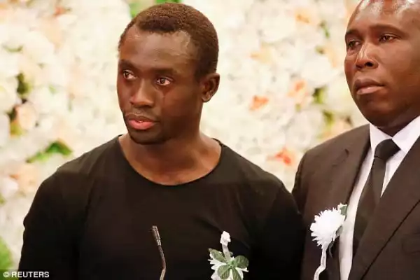Photos: Football star, Papiss Cisse breaks into tears at Cheick Tiote